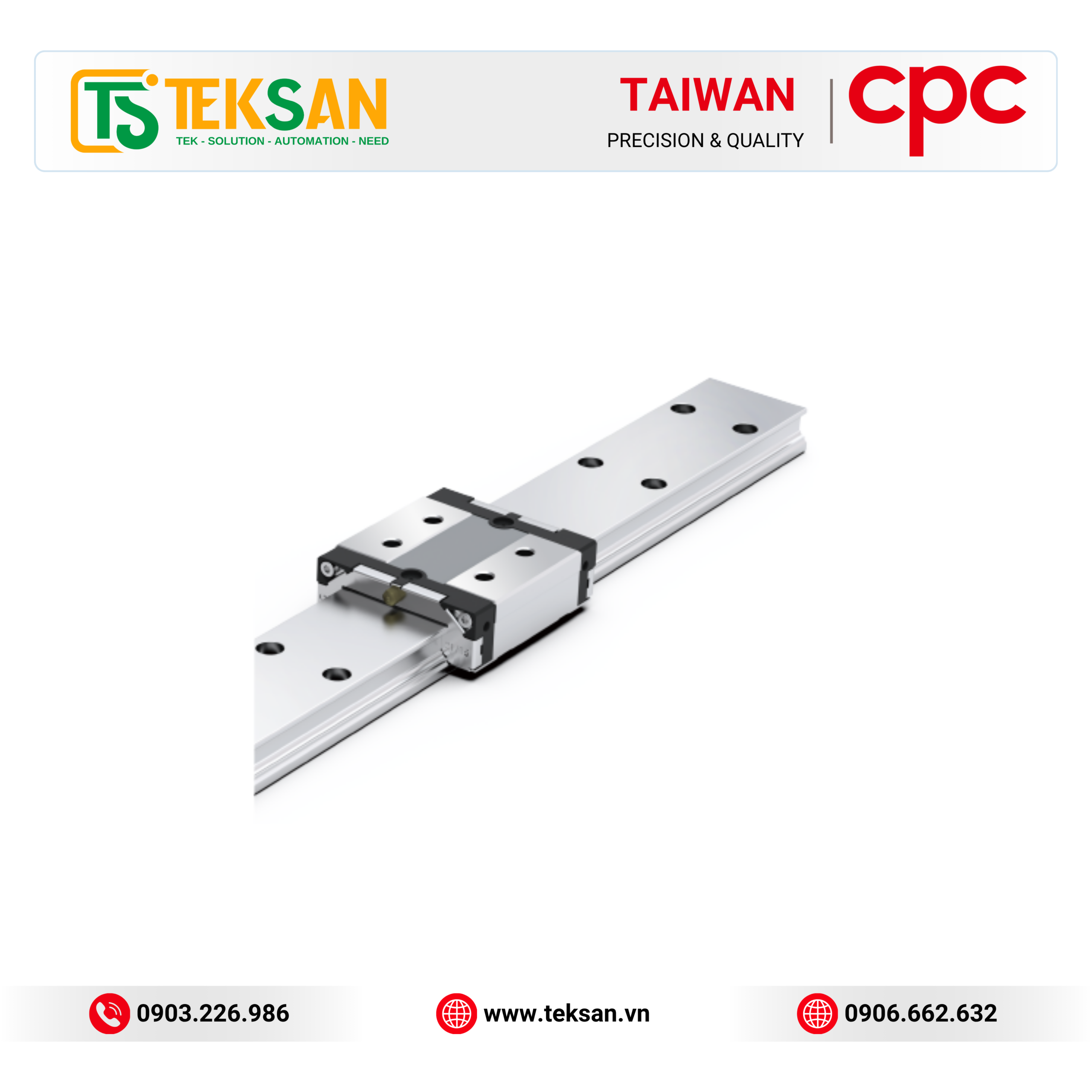 CPC Wide 4-row ball bearing linear guideways Thanh trượt dẫn hướng CPC WRC Series – Thanh trượt bi 4 hàng bản rộng cho tải trọng cao và vận hành tốc độ lớn - Ảnh 1