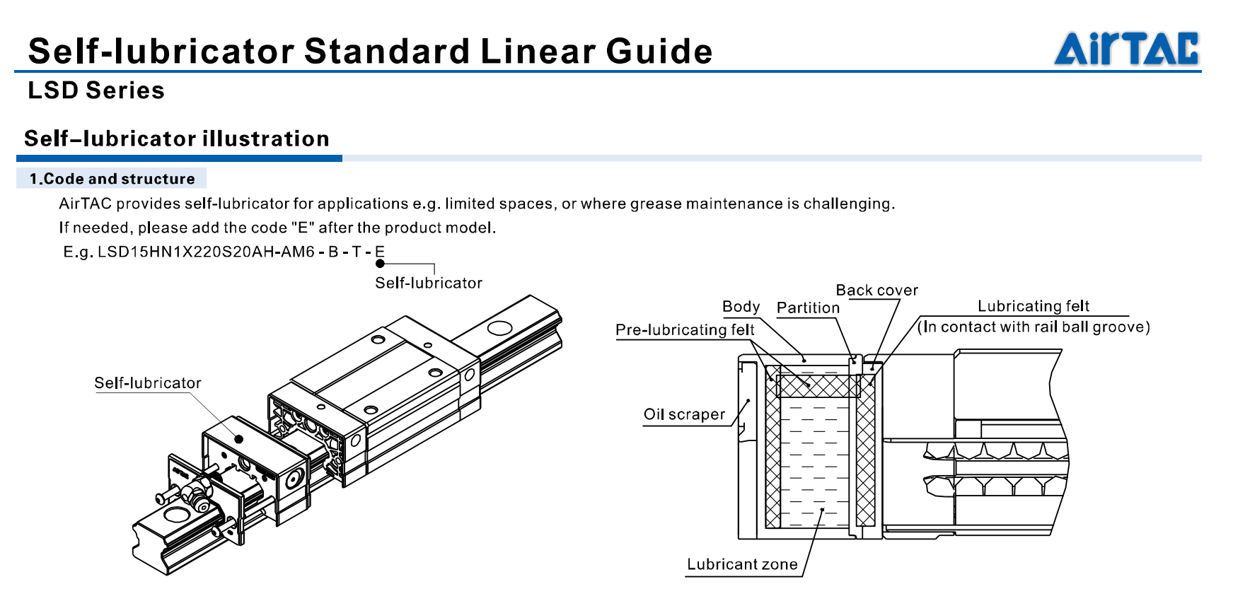 LSD Series Self lubricator Standard Linear Guide 1 1